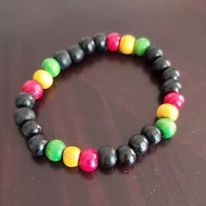 🔥3/$15🔥 Rasta Wood Bead Elastic Bracelet